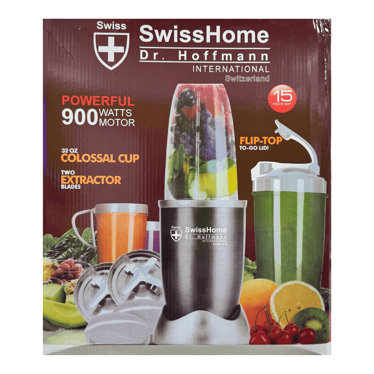 Licuadora Personal Swisshome 900W Batidos Vasos 800ml Cuchillas Acero