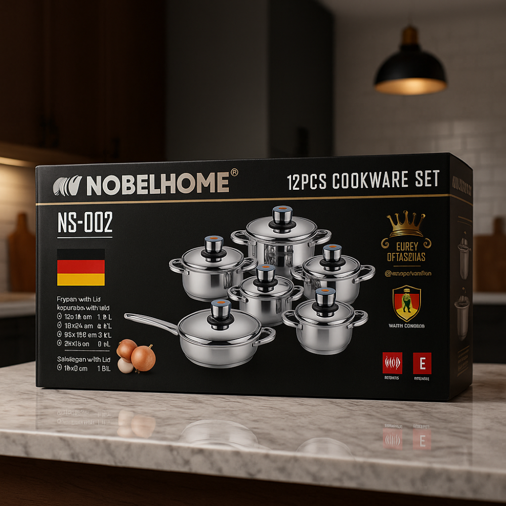 Juego Ollas Nobelhome 13 Piezas Acero Quirúrgico Inducción Tetera