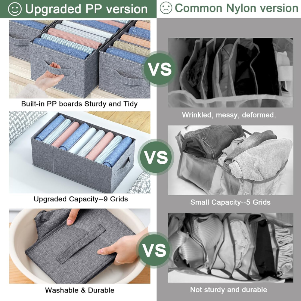 Organizador Ropa Cajón 8 Divisiones Plegable Ropa Interior Medias Gris