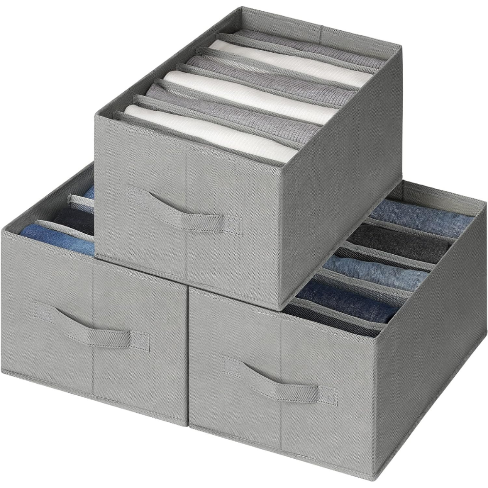 Organizador Ropa Cajón 8 Divisiones Plegable Ropa Interior Medias Gris