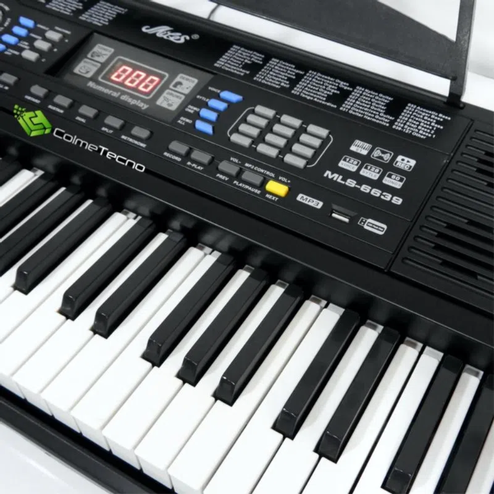 Teclado Organeta Piano MLS6639 61 Teclas 128 Tonos Micrófono Atril