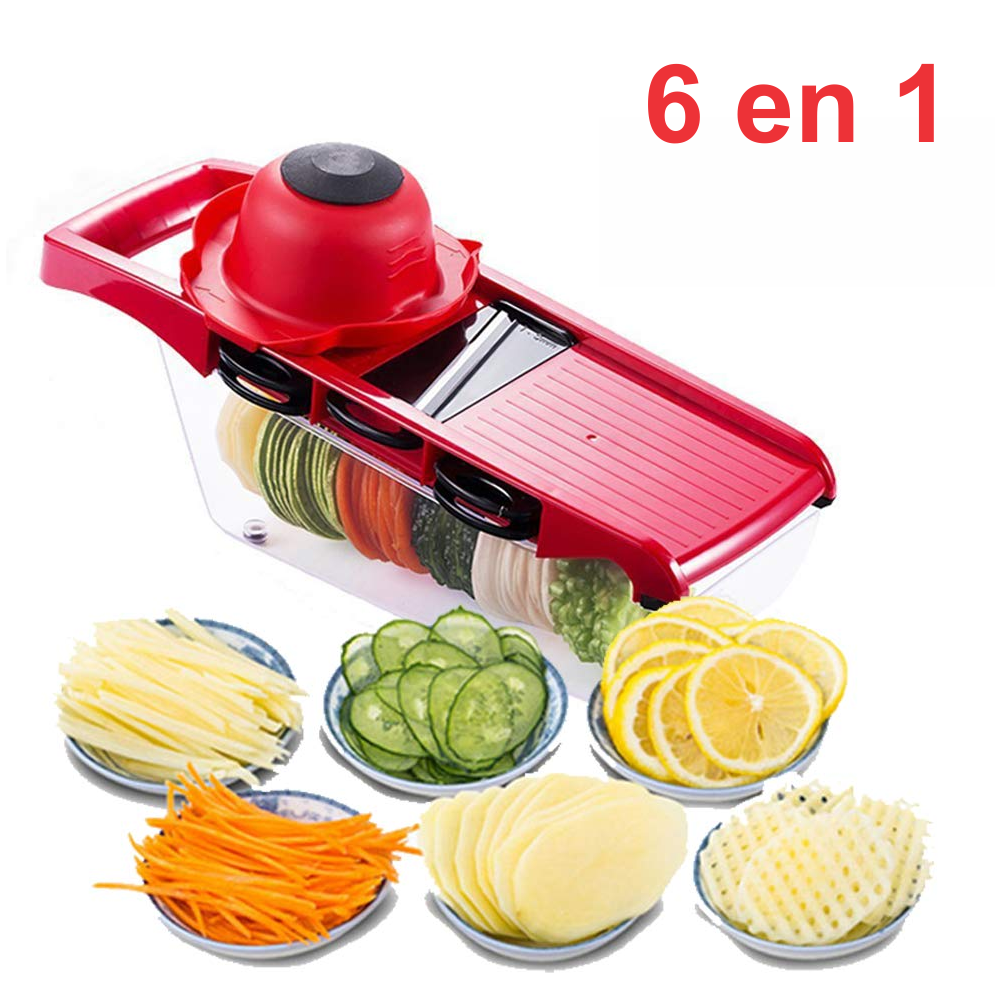 Mandolina Rallador Verduras 6x1 Qsheng Acero Inoxidable Contenedor