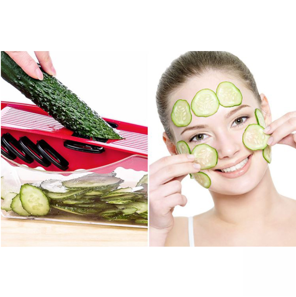 Mandolina Rallador Verduras 6x1 Qsheng Acero Inoxidable Contenedor