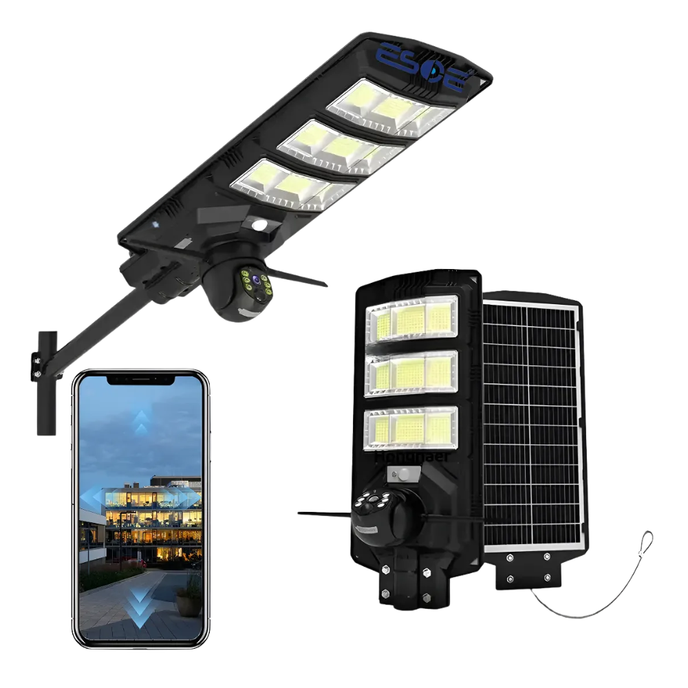Reflector Solar LED Cámara WiFi 360 Sensor Movimiento 450W Exterior