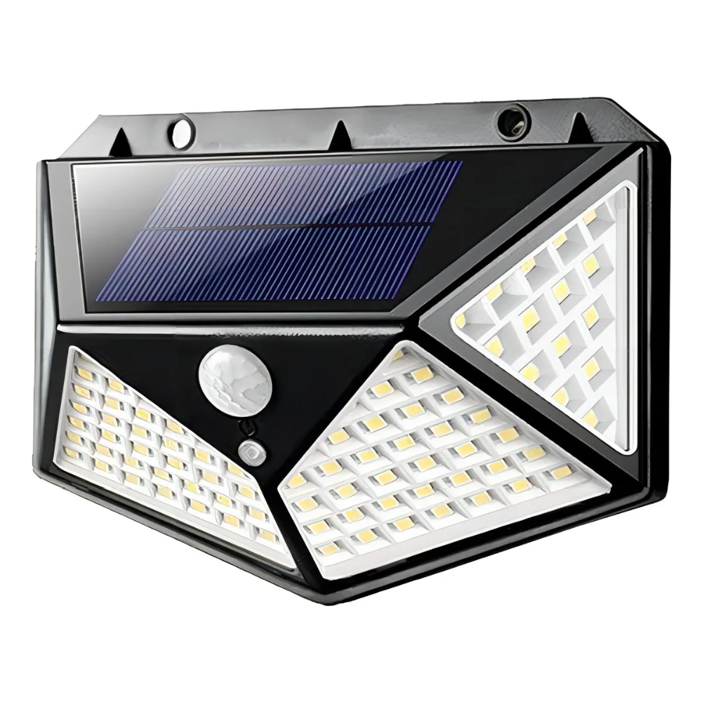 Lámpara Solar 100 LED Sensor Movimiento Pack 4 Exterior Pared Patio