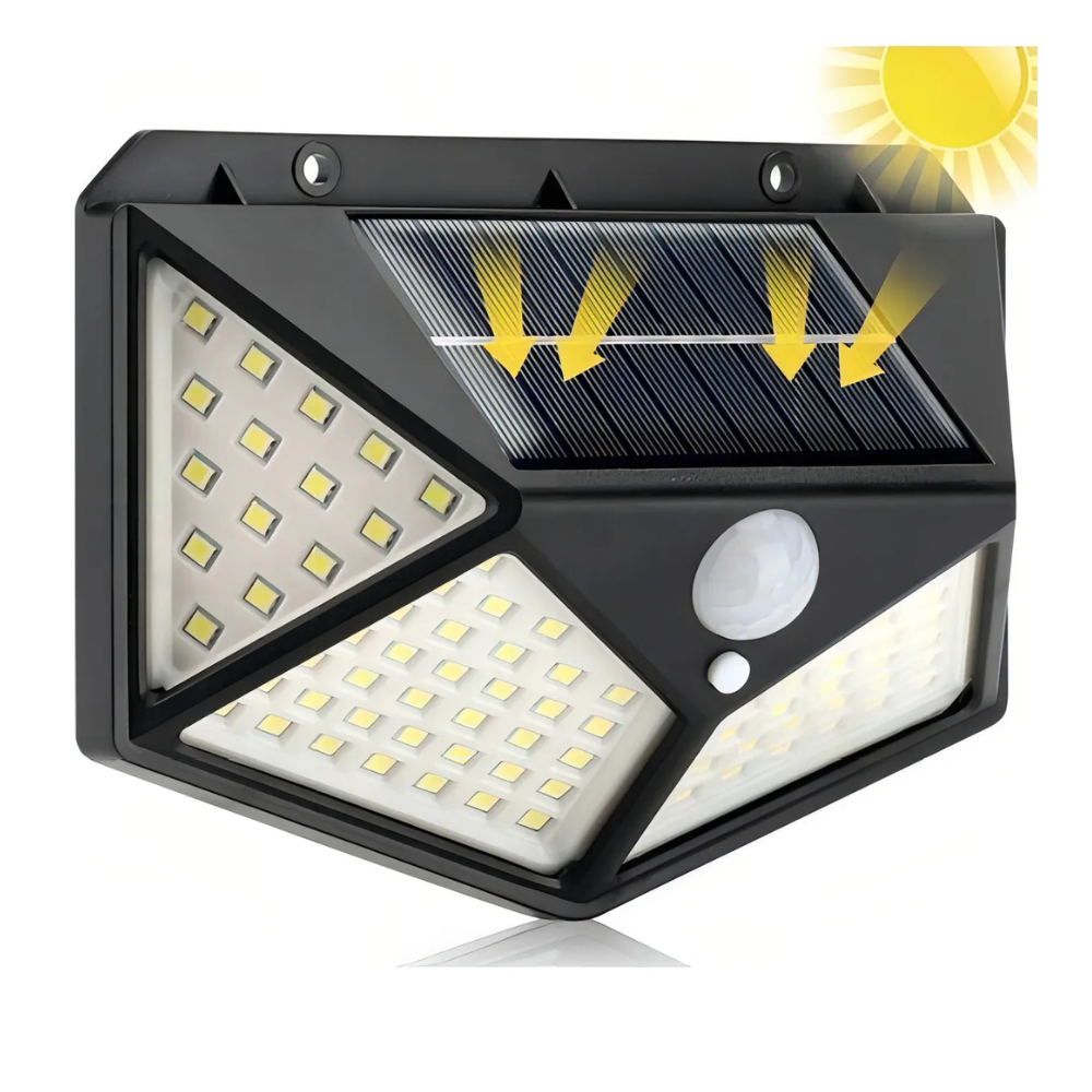 Lámpara Solar 100 LED Sensor Movimiento Pack 4 Exterior Pared Patio