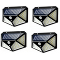Lámpara Solar 100 LED Sensor Movimiento Pack 4 Exterior Pared Patio