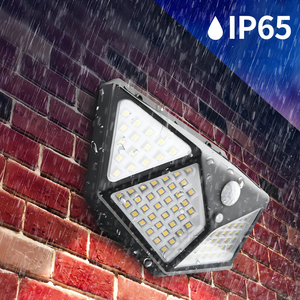 Lámpara Solar 100 LED Sensor Movimiento Pack 4 Exterior Pared Patio