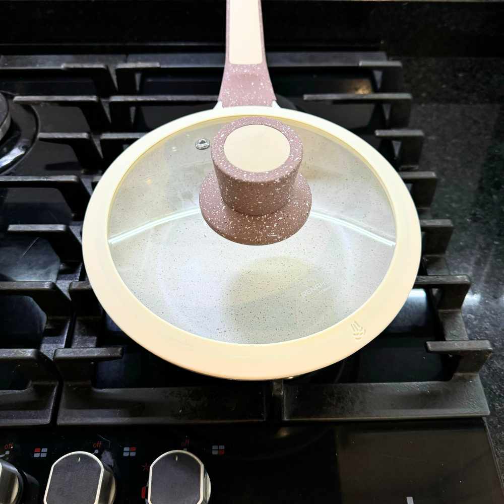 Sartén Antiadherente Mármol 18cm Tapa Vidrio Renahouse Inducción