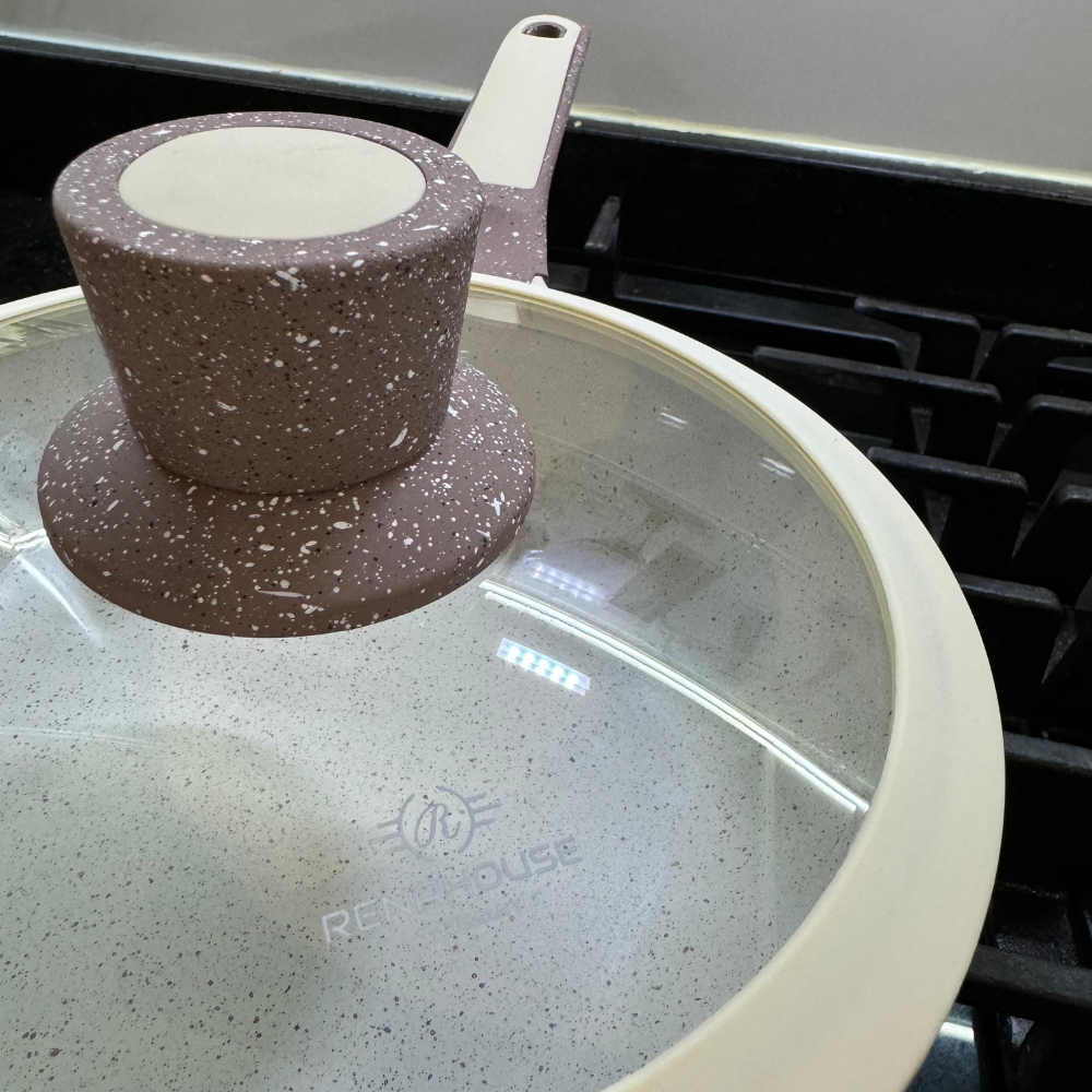 Sartén Antiadherente Mármol 18cm Tapa Vidrio Renahouse Inducción