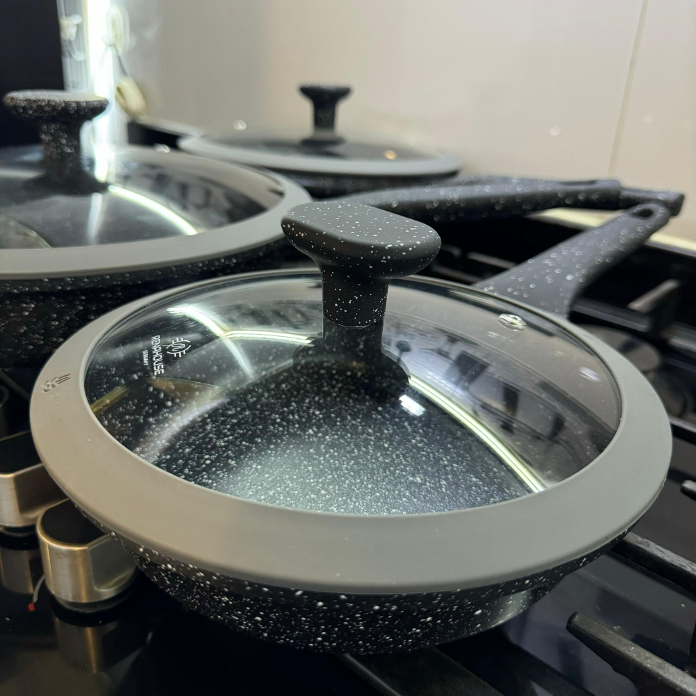 Sartén Antiadherente Mármol 18cm Tapa Vidrio Renahouse Inducción