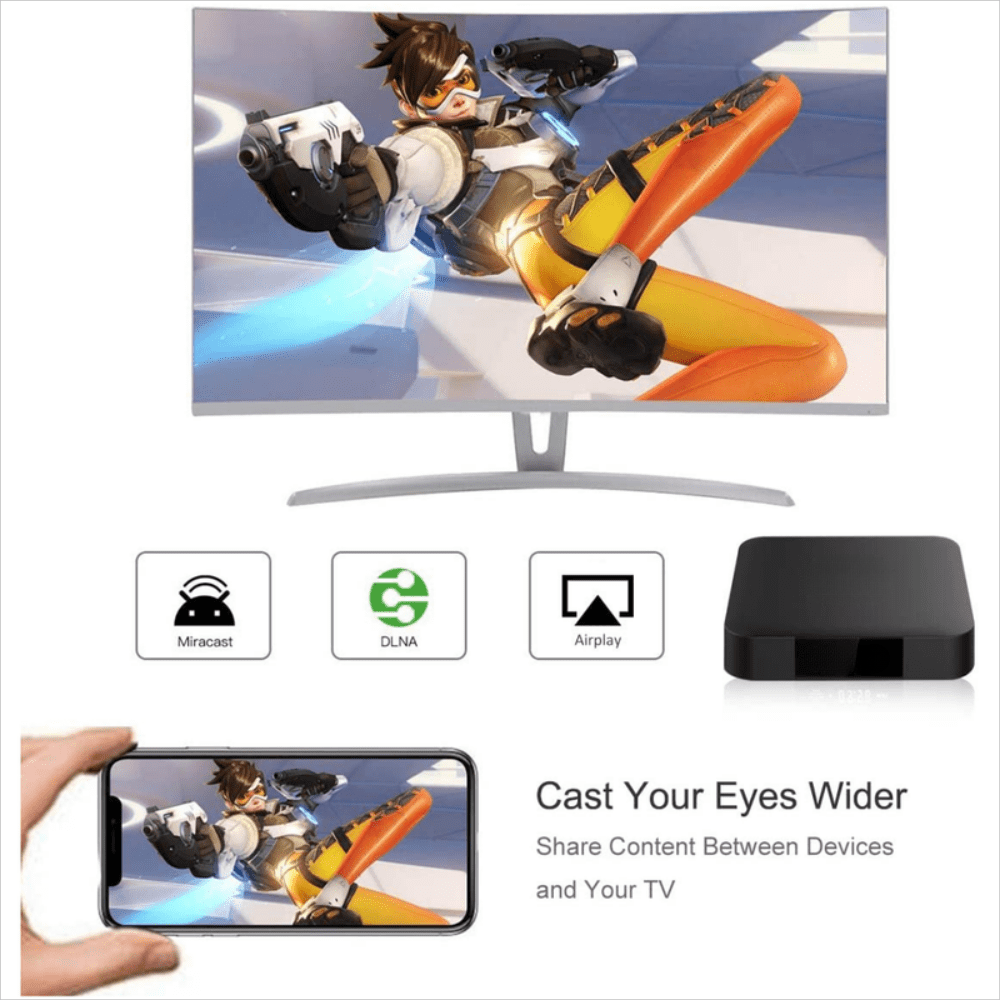 TV Box Android 12 4K 2GB 16GB WiFi 5G Miracast Control Teclado HDMI