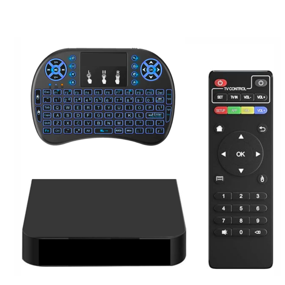 TV Box Android 12 4K 2GB 16GB WiFi 5G Miracast Control Teclado HDMI