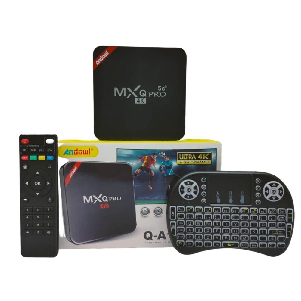 TV Box Android 12 4K 2GB 16GB WiFi 5G Miracast Control Teclado HDMI
