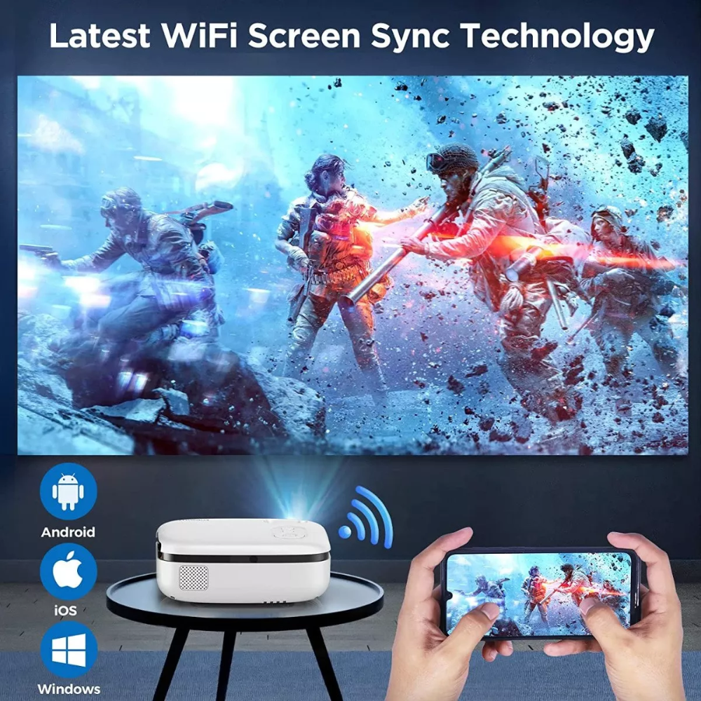 Video Beam Proyector LED WiFi Full HD 1080P Nativo 8500 Lúmenes Zoom