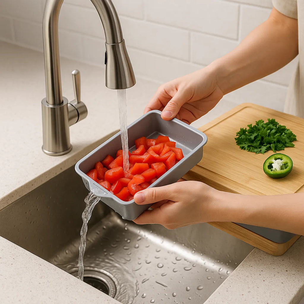 Tabla Picar Bambú Cajón Recolector Extraíble Cocina Vegetales Carnes