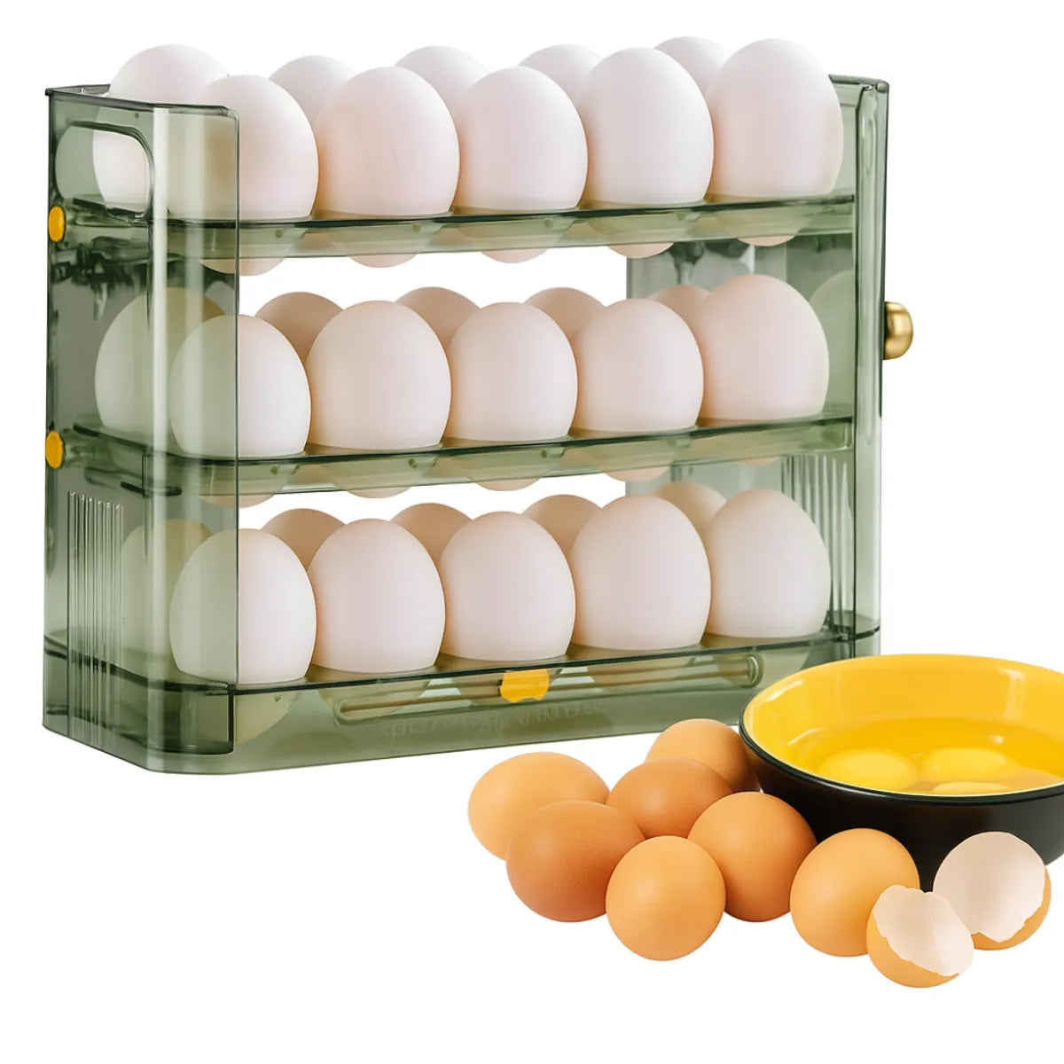 Organizador Huevos Apilable 3 Niveles Nevera 30 Unidades Dispensador
