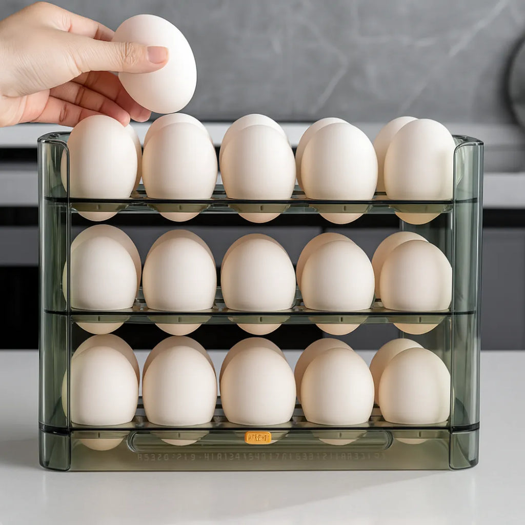 Organizador Huevos Apilable 3 Niveles Nevera 30 Unidades Dispensador