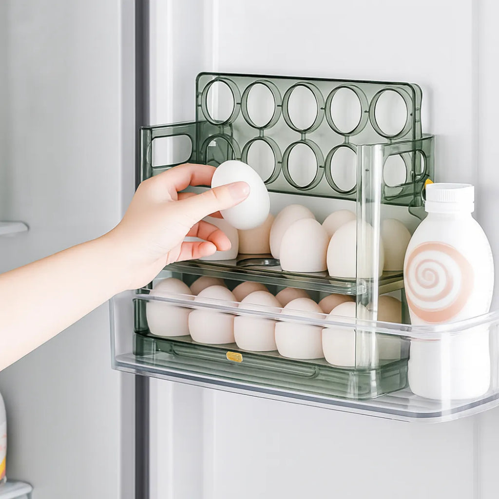 Organizador Huevos Apilable 3 Niveles Nevera 30 Unidades Dispensador